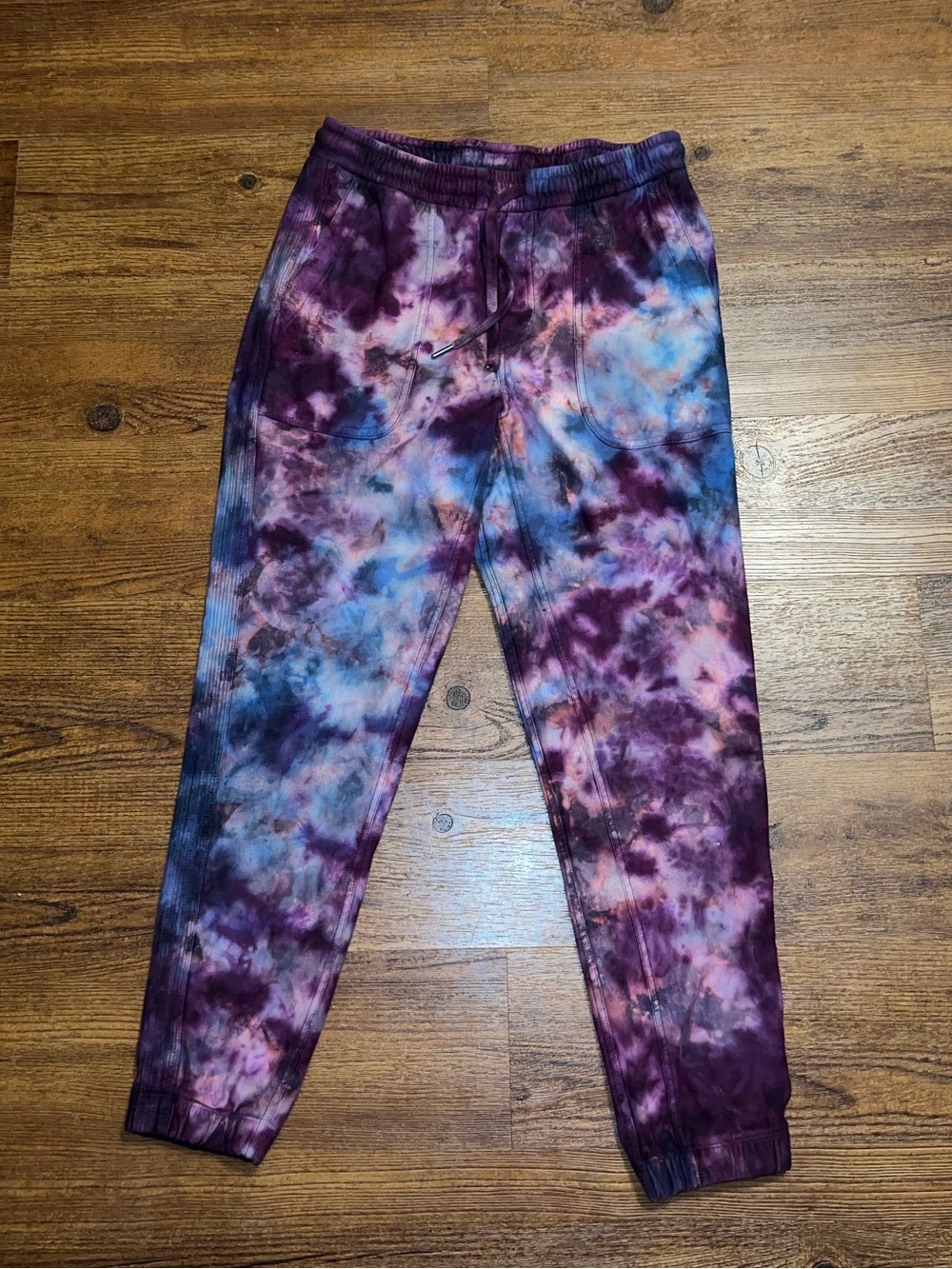 Athleta Tie Dye Jogger Sweatpants Deep Purple Galaxy Blue Reworked Retro Size S